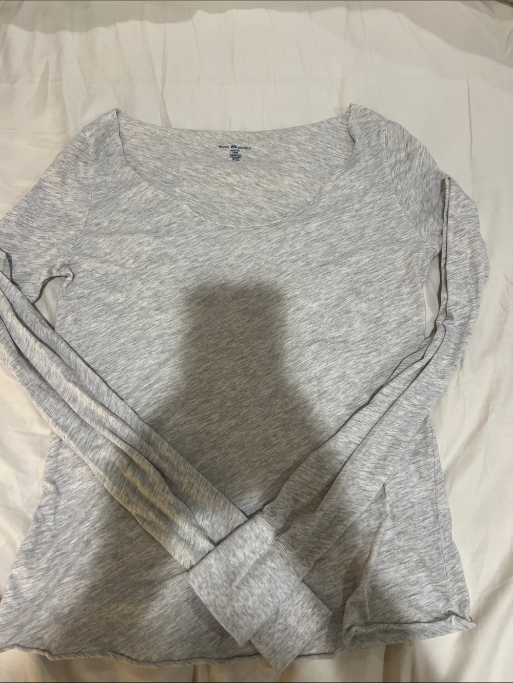 Brandy Melville Women’s Scoop Neck Long Sleeve Top - Light Gray